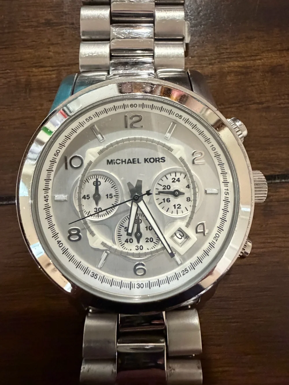 Michael Kors Silver-Tone Men's Chronograph Bracelet Watch